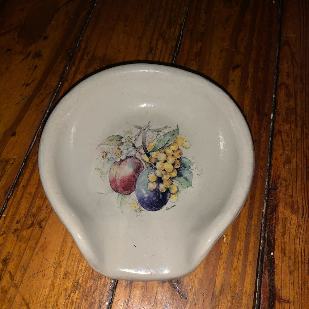 Vintage Ceramic Fruit Spoon Rest